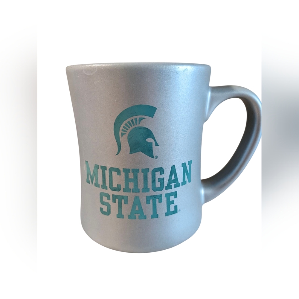 Michigan State Spartans Metallic Silver Ceramic Mug 16 Oz